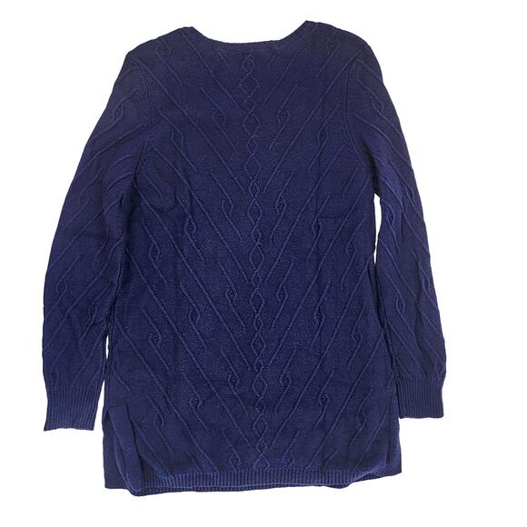 Soft Surroundings Cable Knit Tunic Sweater Medium Size Blue Women’s V Neck - Picture 4 of 11